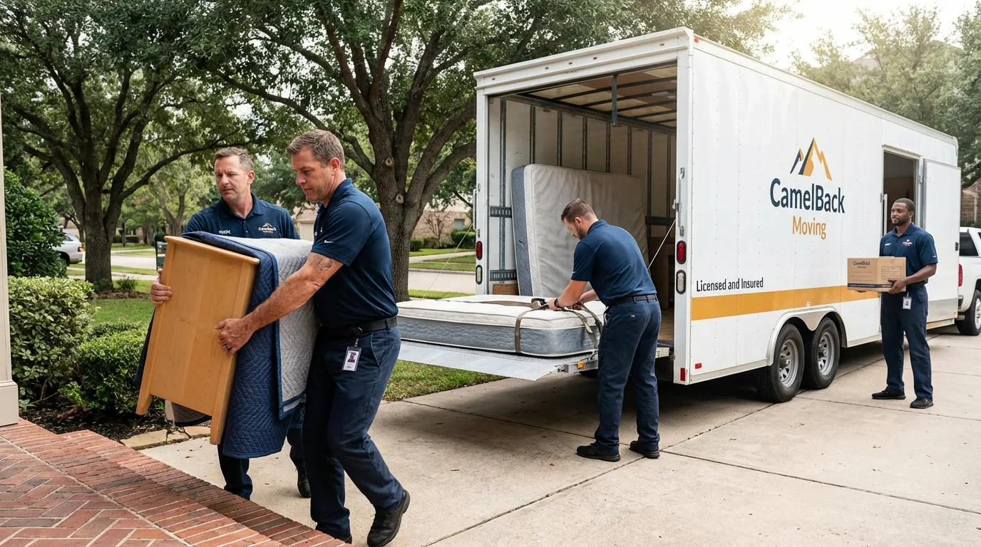 Crew loading residential truck for cross-state move from Baltimore, OH