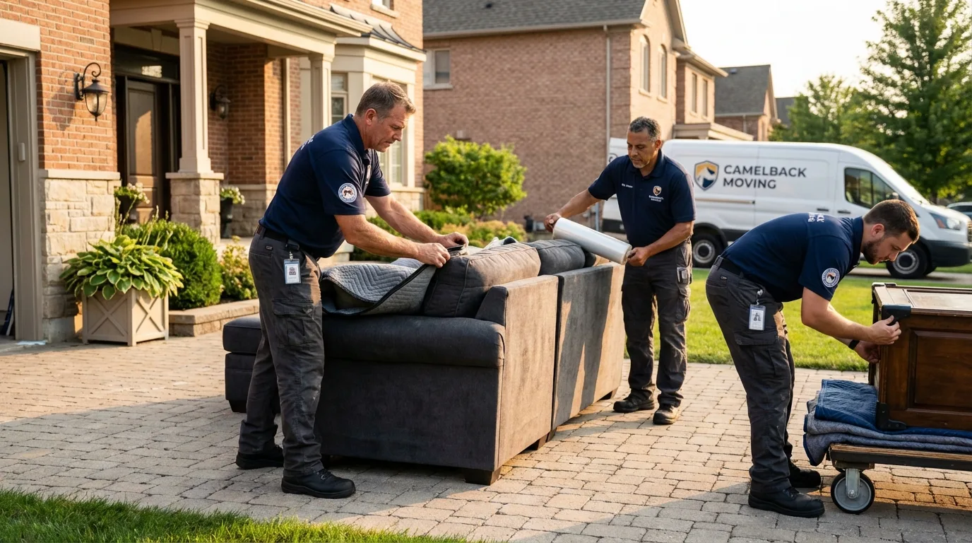 Large estate moving crew wrapping furniture in Baltimore, OH